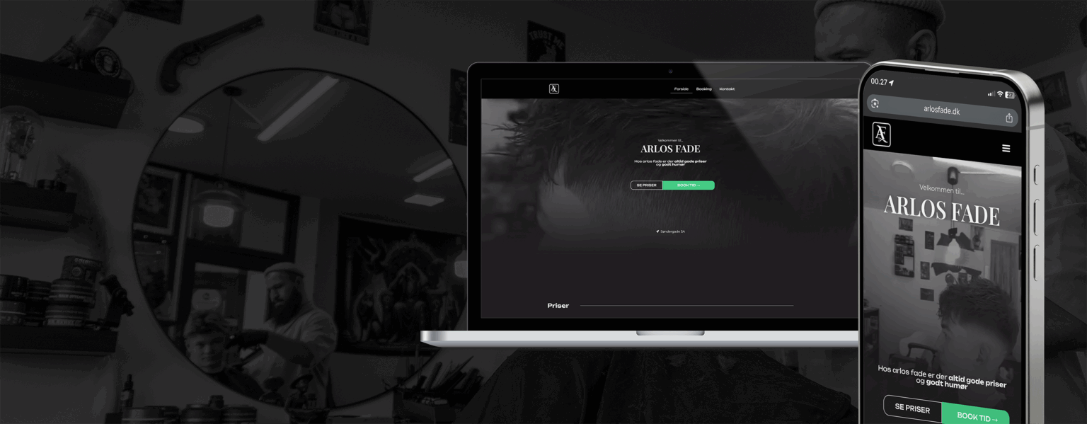 Arlos Fades hjemmeside på en bærbar computer