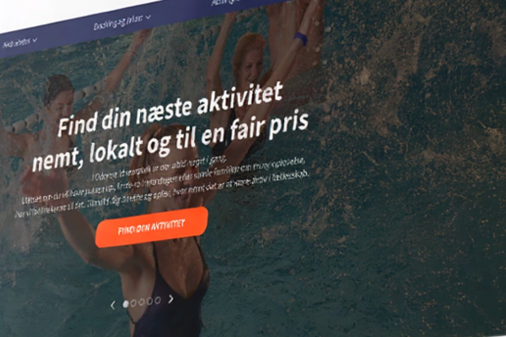 Hovedbudskabet og den tydelige knap står øverst på forsiden. – Odense Idrætspark